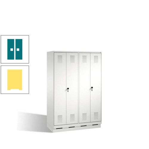 Doppel-Spind, Doppeltüren, Garderobenschrank mit Sockel, 4 Abteile a 300 mm, Korpus anthrazitgrau, Tür anthrazitgrau, 1.800 x 1.200 x 500 mm (HxBxT)