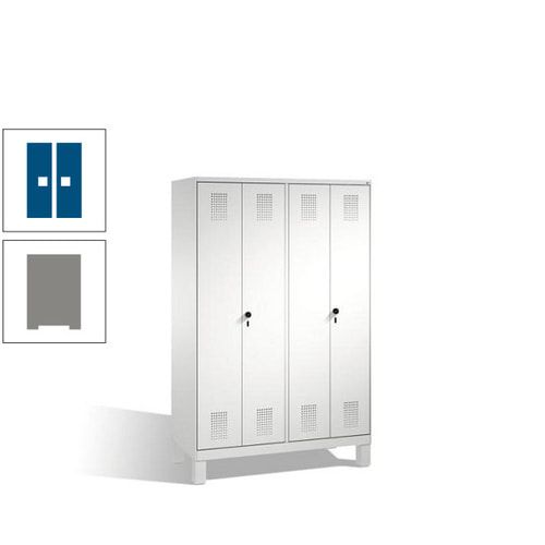 Doppel-Spind, Doppeltüren, Garderobenschrank mit Füßen, 4 Abteile a 300 mm, Korpus anthrazitgrau, Tür anthrazitgrau, 1.850 x 1.200 x 500 mm (HxBxT)