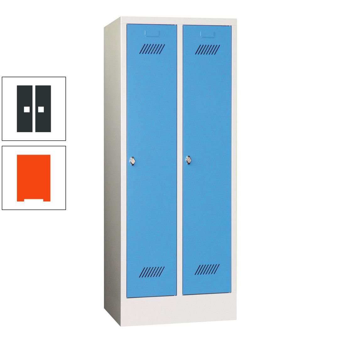 Spindschrank f. Schulen - mit Sockel - Höhe 1.600 mm - 2 Abteile a 300 mm - Drehriegel - anthrazitgrau