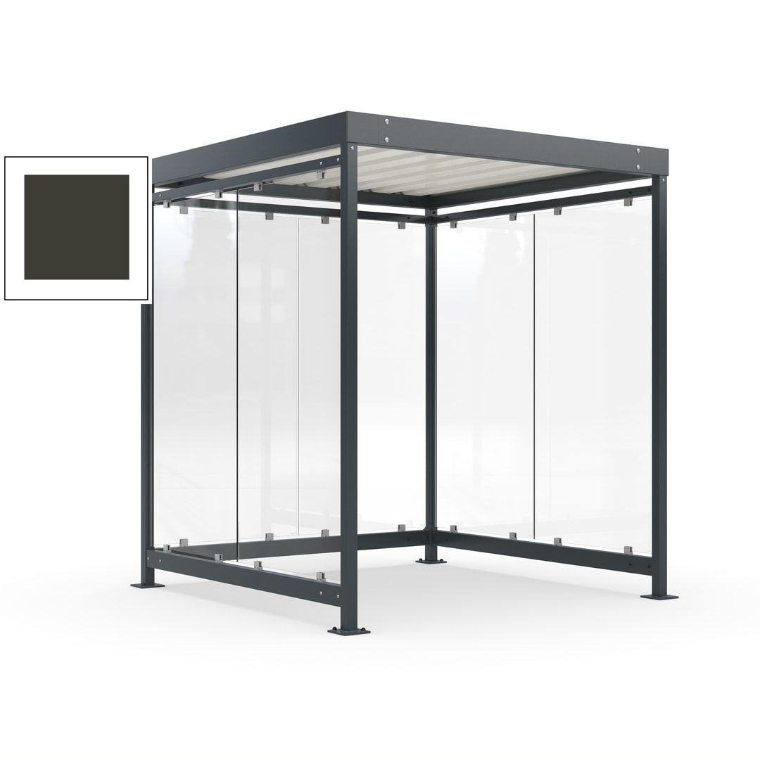 Raucherunterstand, Bushaltestelle, Bausatz, 6-7 Personen, 6 Wände, 2.510 x 2.165 x 2.165 mm (HxBxT), Achatgrau