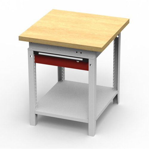 OTTOKIND Werkbank - Arbeitsplatte bündig - 850 x 605 x 750 mm (HxBxT) - Schublade - Ablageboden - lichtgrau