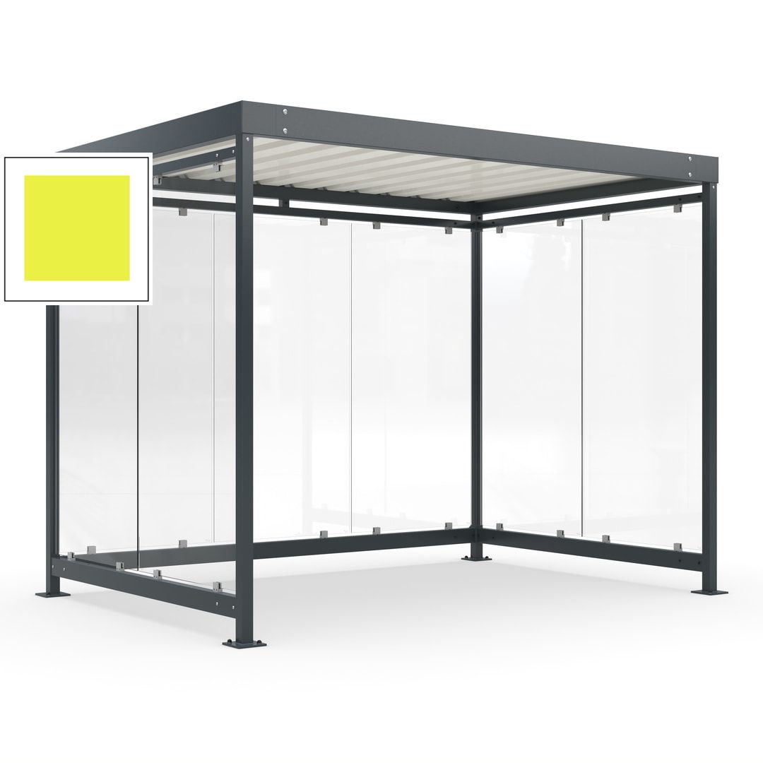Raucherunterstand, Bausatz, Fahrgastunterstand, Bushaltestelle, 2.510 x 3.180 x 2.165 mm (HxBxT), 7 Wände, Achatgrau