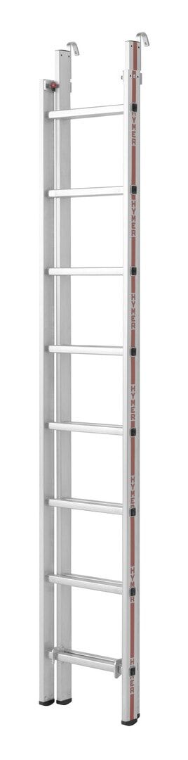 Einhänge-Schiebeleiter, ausziehbar, Aluminium, Länge 2.140 - 3.540 mm, Sprossen 7 x 2 Stk., Traglast 150 kg, Gewicht ca. 8 kg, Hymer