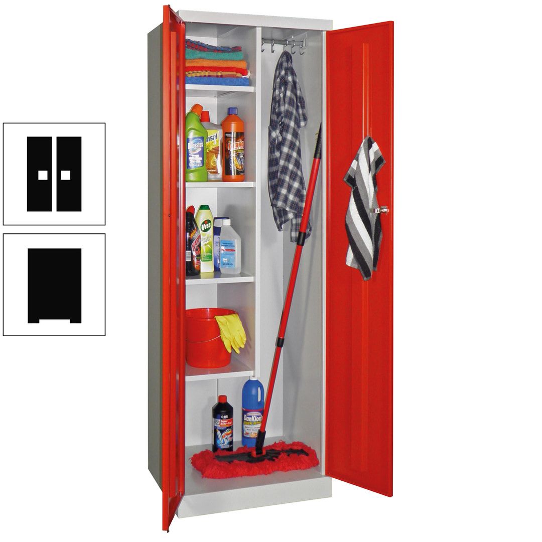 Putzschrank mit Sockel - 1 Abteil mit Trennwand - 1.800x600x500 mm (HxBxT) - Zylinderschloss - anthrazitgrau
