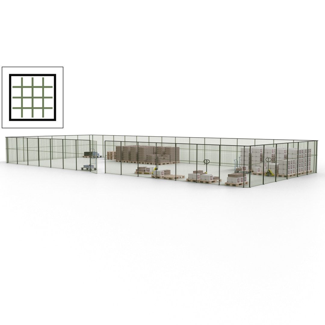 Maschinen Schutzgitter - Hallentrennwand - Sicherheitszaun - Tür - 63 m - 2.200 x 22.900 x 9.400 mm (HxBxT) - enzianblau