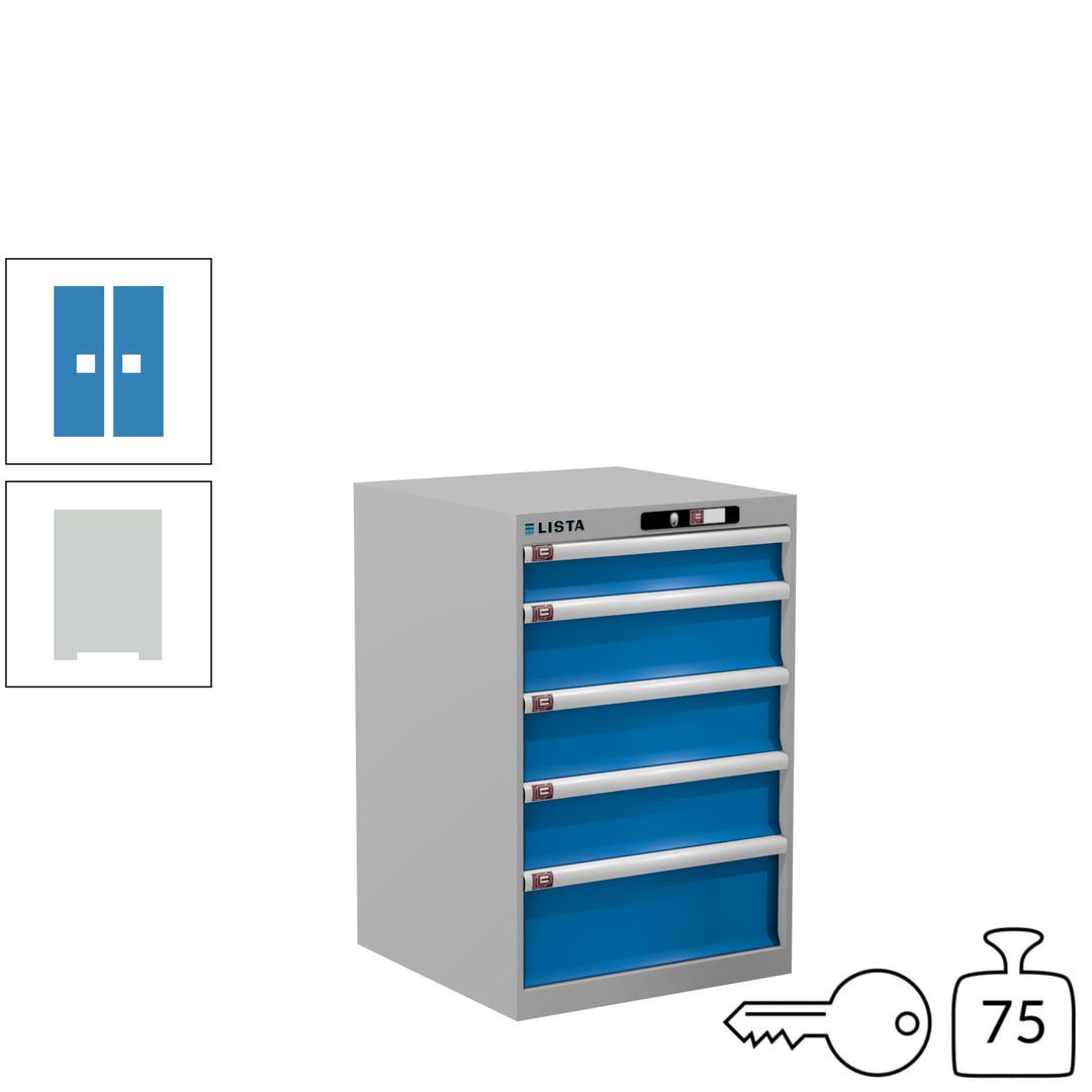 Lista Schubladenschrank - 14.256.010 - 850x564x572 mm (HxBxT) - 5 Schubladen - 75 kg - Key Lock - lichtblau (RAL 5012)
