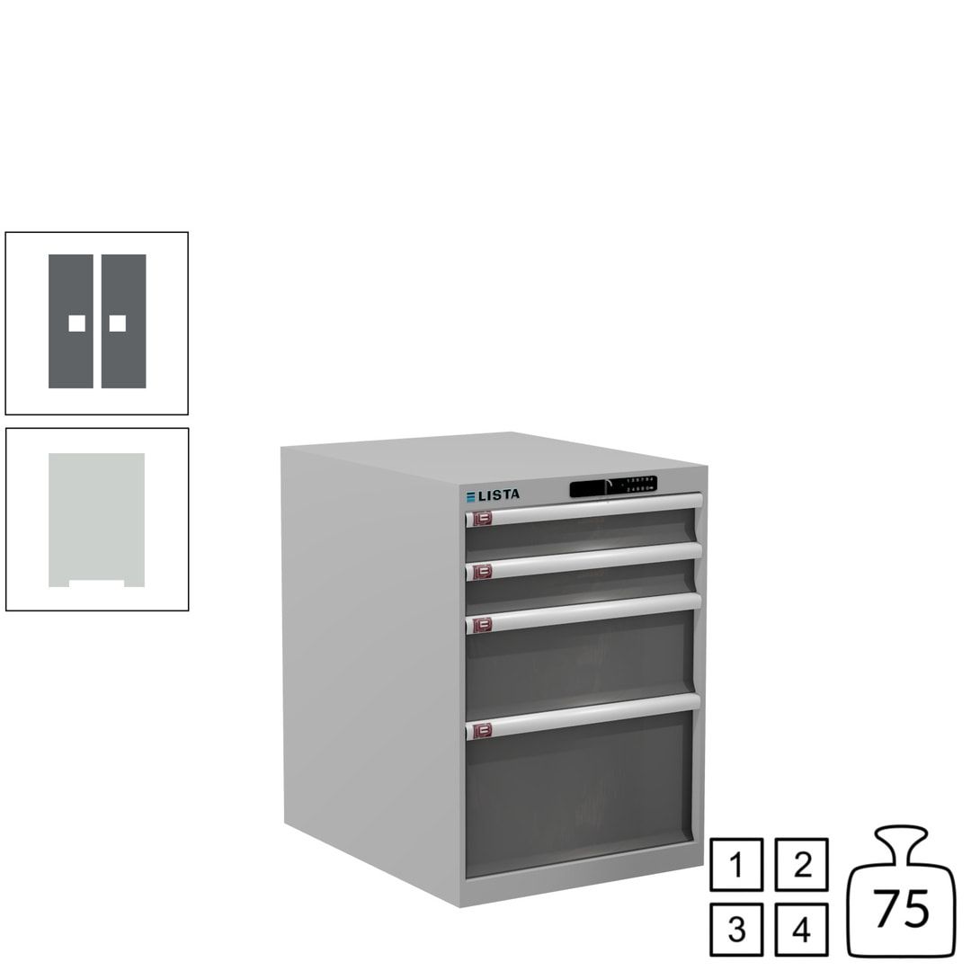 Lista Schubladenschrank - 14.371.010 - 800x564x725 mm (HxBxT) - 4 Schubladen - 75 kg - Key Lock - lichtblau (RAL 5012)
