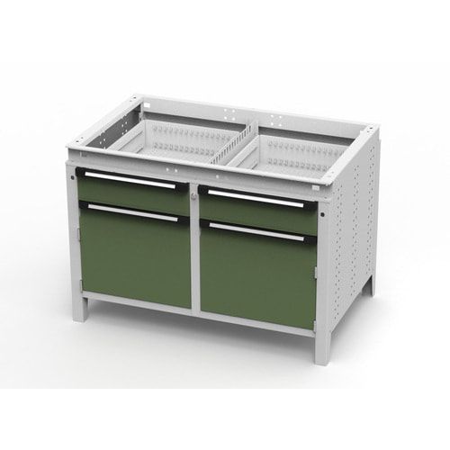 OTTOKIND Werkbank - bündige Arbeitsplatte - 850 x 1.150 x 750 mm (HxBxT) - 2 Schubladen - 2 Schränke - lichtgrau