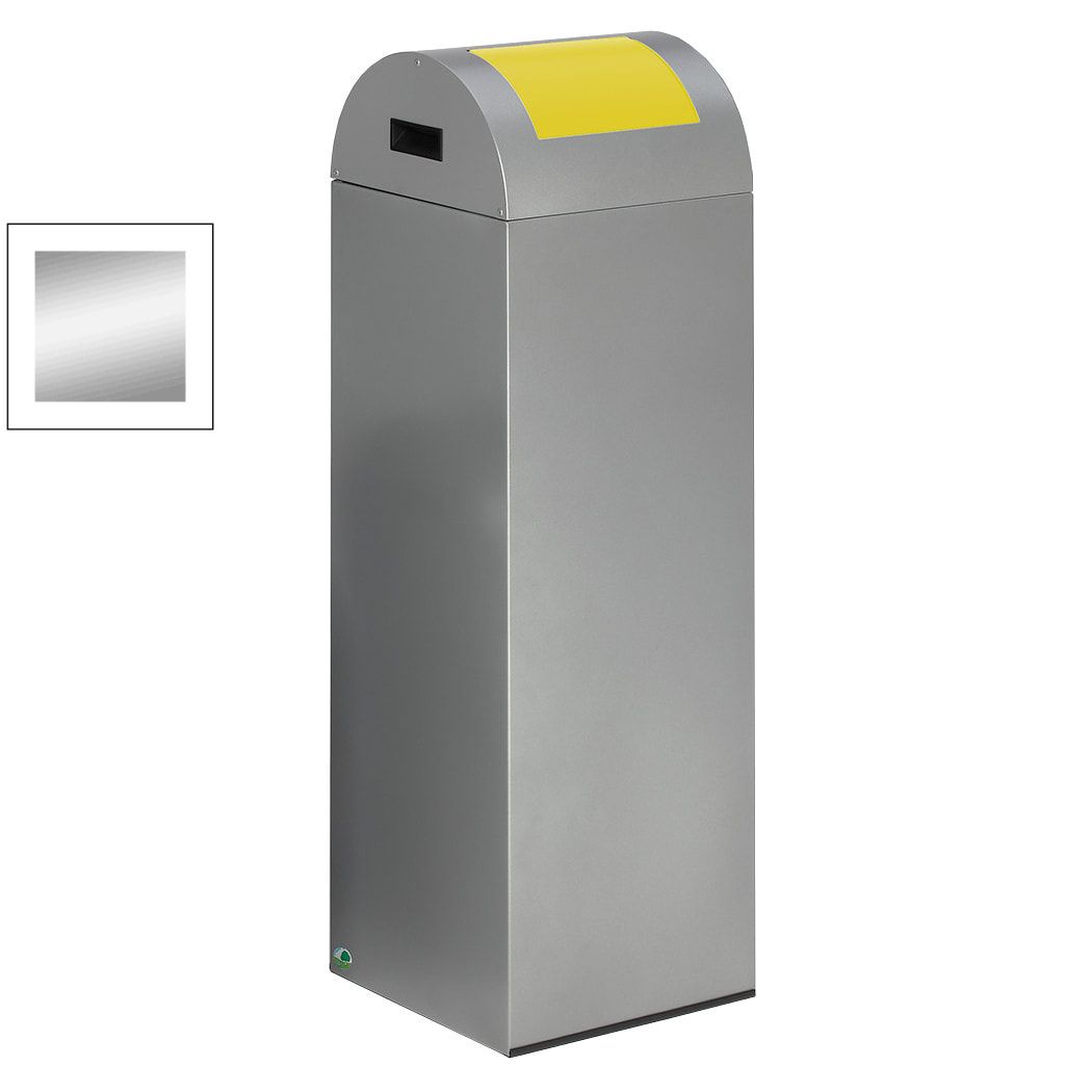 Selbstlöschender Wertstoffsammler - Kopfteil rund - 43 l - antik-silber/blau - Höhe 600 mm - Abfallbehälter
