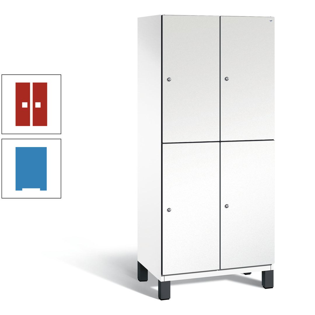 Fächerschrank, Stahlschrank, doppelstöckig, 4 Fächer, Füße, Korpus anthrazitgrau, Tür anthrazitgrau, 1.980 x 800 x 525 mm (HxBxT)