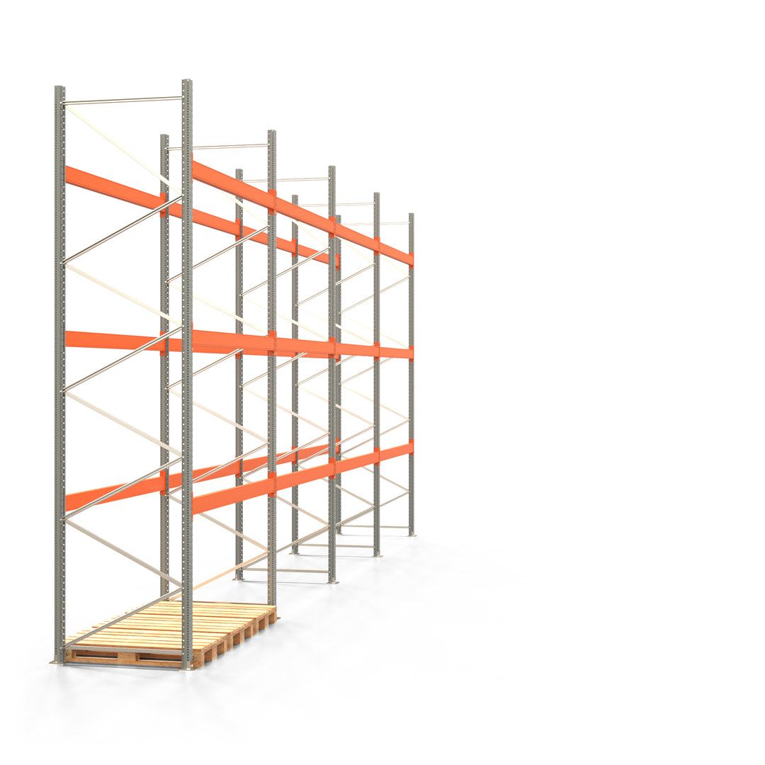 Palettenregal ARTUS - 4 Ebenen - Fachlast 2.910 kg - 4.500 x 5.655 x 1.100 mm (HxBxT) - 2 Felder - Schwerlastregal
