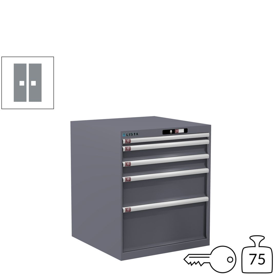 Lista Schubladenschrank - 14.411.010 - 850x717x725 mm (HxBxT) - 5 Schubladen - 75 kg - Key Lock - lichtblau (RAL 5012)