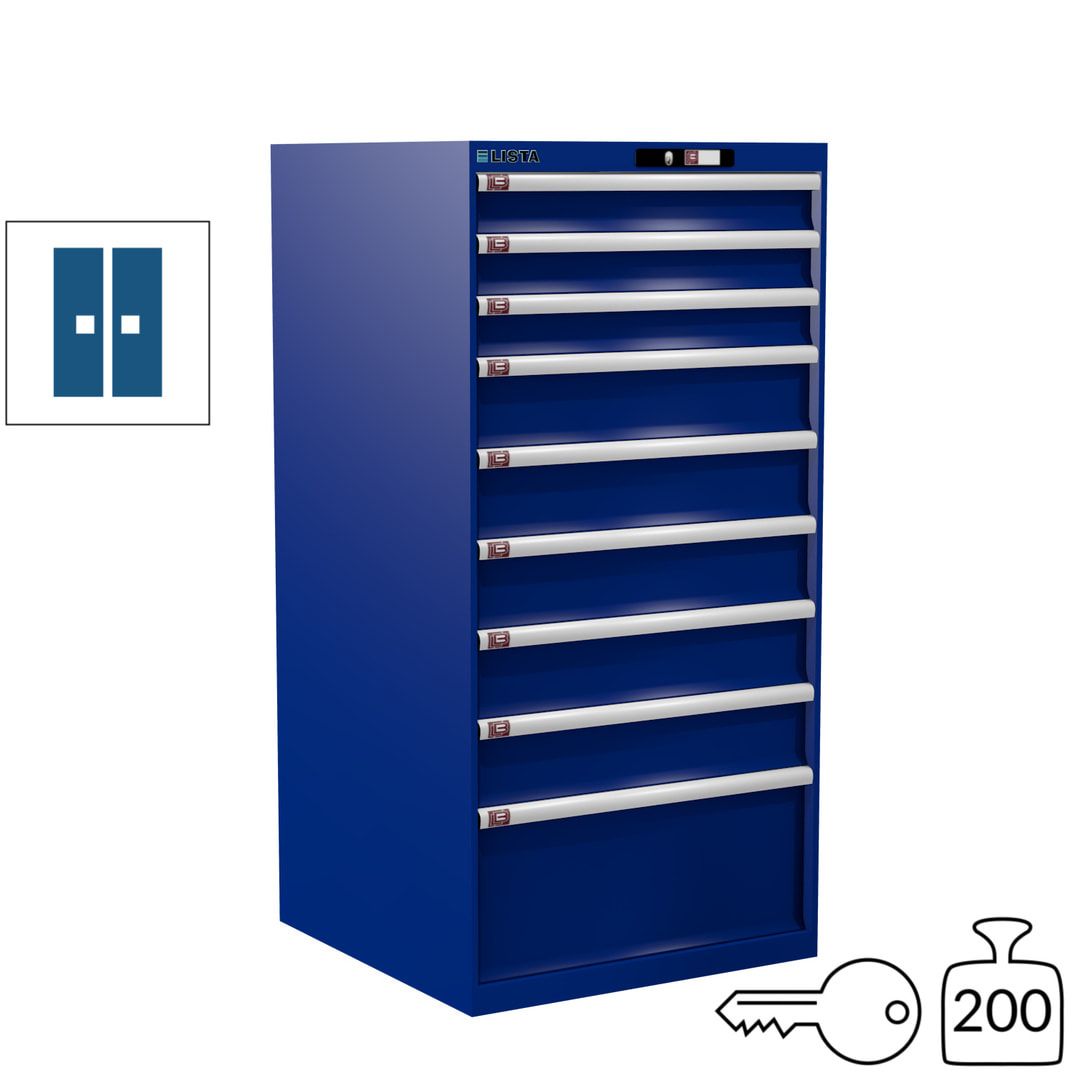 Lista Schubladenschrank - 13.106.010 - 1.450x717x725 mm (HxBxT) - 9 Schubladen - 200 kg - Key Lock - lichtblau (RAL 5012)