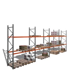 Palettenregal - 1,5 t - 4,0 x 11,3 x 1,1 m - 4 Felder - Schwerlastregal