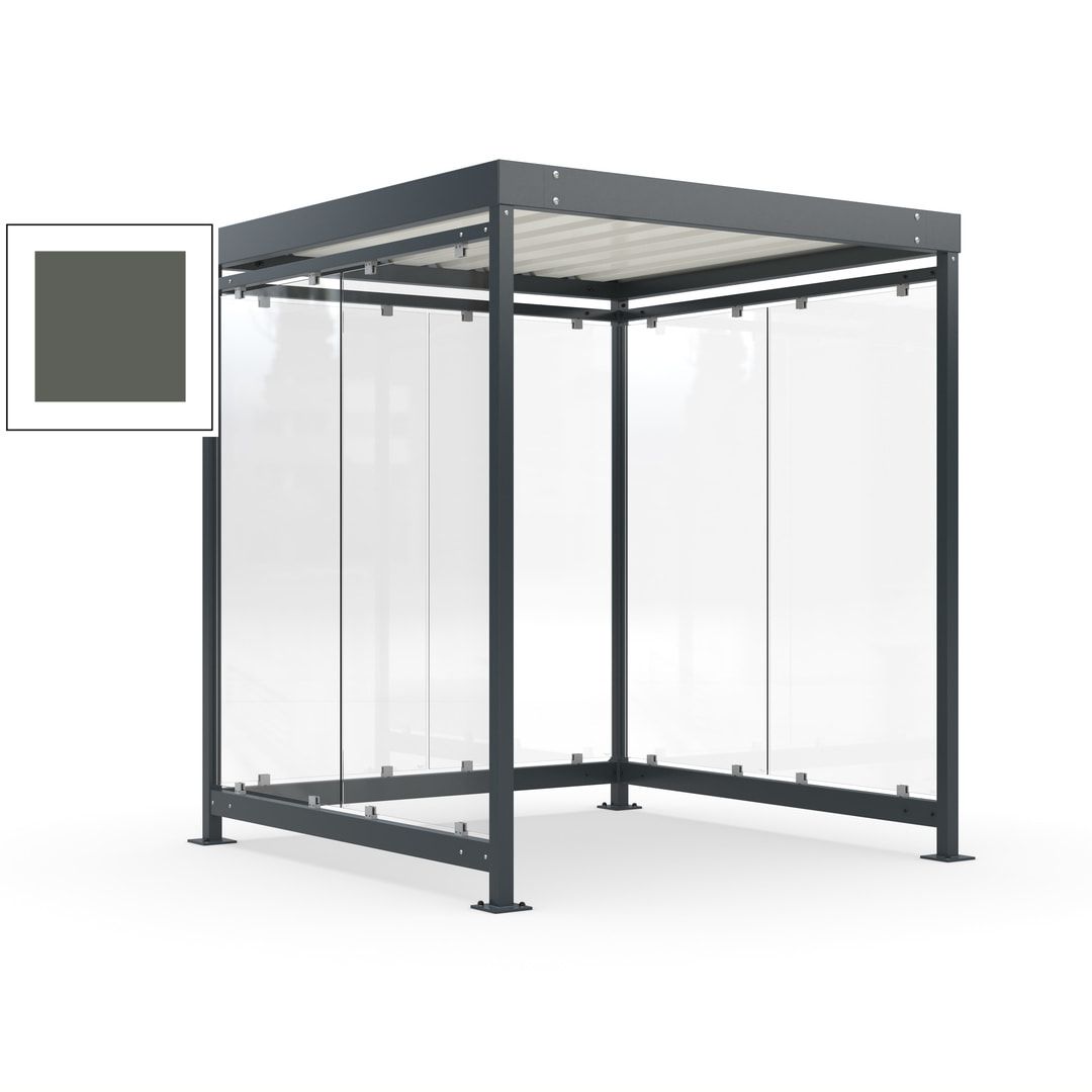 Raucherunterstand, Bushaltestelle, Bausatz, 6-7 Personen, 6 Wände, 2.510 x 2.165 x 2.165 mm (HxBxT), Achatgrau