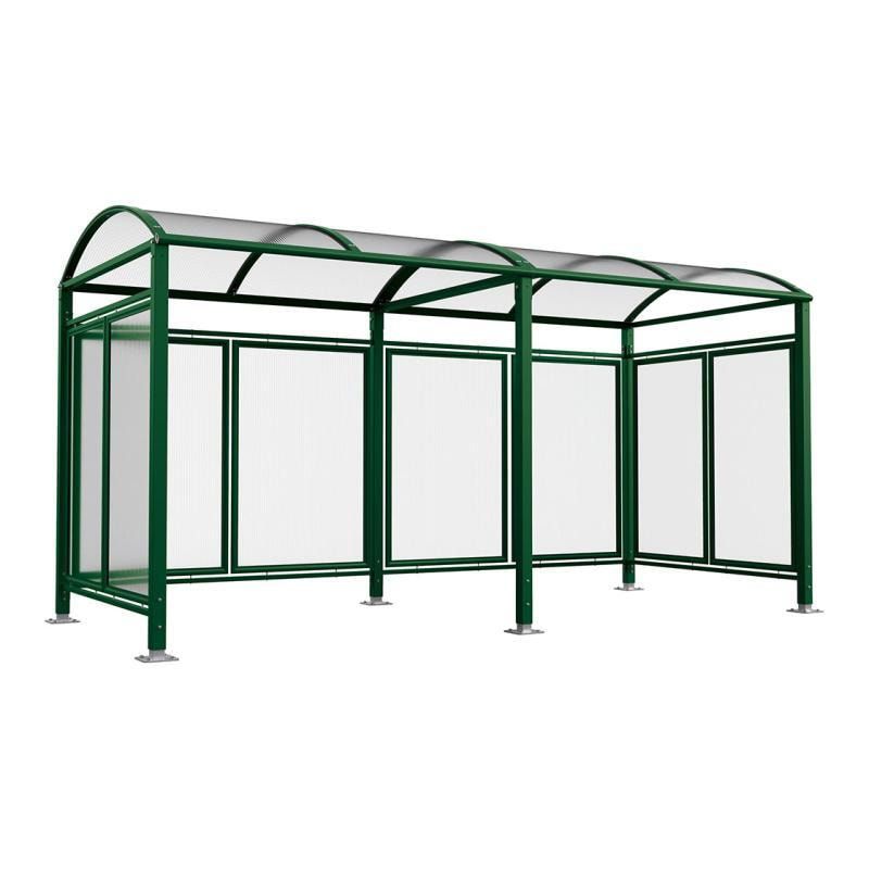 Fahrradunterstand, Fahrradüberdachung, All-in-One+Zusatz, 2.635 x 5.000 x 2.090 mm (HxBxT), auf Bodenplatten, mit Regenrinne, Farbe enzianblau