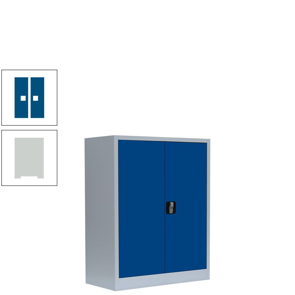 Aktenschrank, Büroschrank, abschließbar, Flügeltüren, 2 Fachböden, 1.000 x 800 x 383 mm (HxBxT), Stahl, Korpus und Türen in lichtgrau