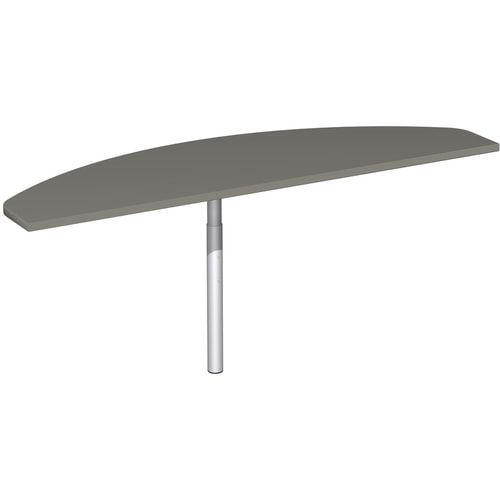 Anbautisch, halbrund, Stirnseite, Schreibtisch 4-Fuß Pro, höhenverstellbar, 680-820 x 1.600 x 500 mm (HxBxT), Gestell silber, Dekor Ahorn