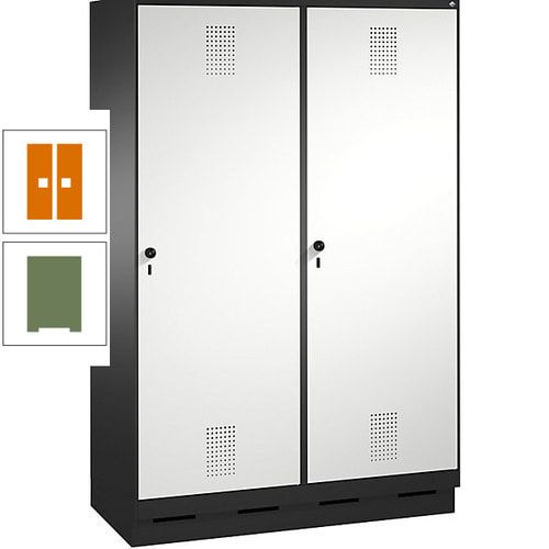 Doppel-Spind, Garderobenschrank, 2 Türen für 4 Abteile a 300 mm, Korpus anthrazitgrau, Türen anthrazitgrau, 1.800 x 1.200 x 500 mm (HxBxT)