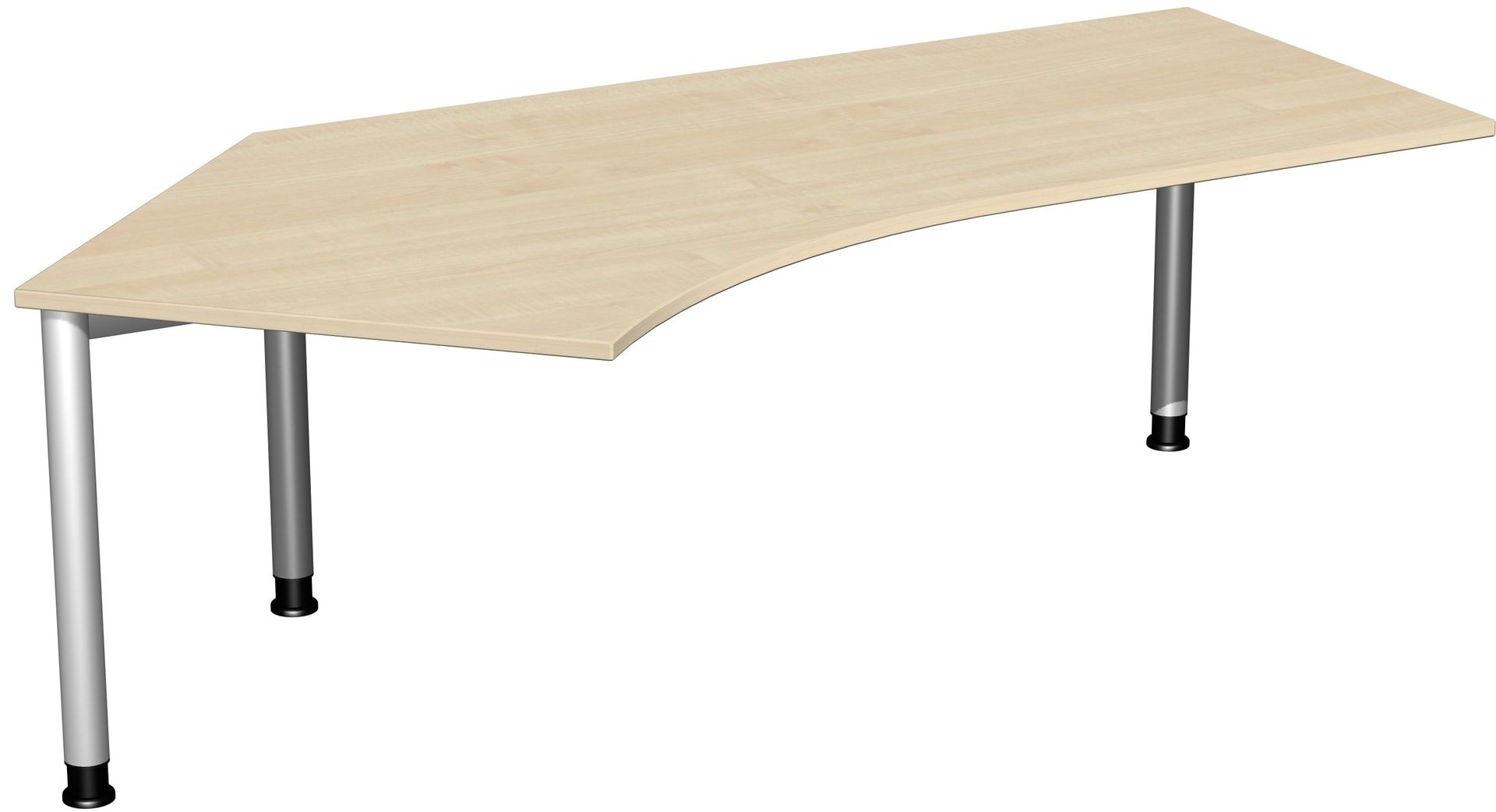 Schreibtisch, einseitig verkürzt, 4-Fuß Flex, Winkel links, höhenverstellbar, 680-800 x 2.166 x 1.130 mm (HxBxT), Gestell anthrazit, Dekor lichtgrau