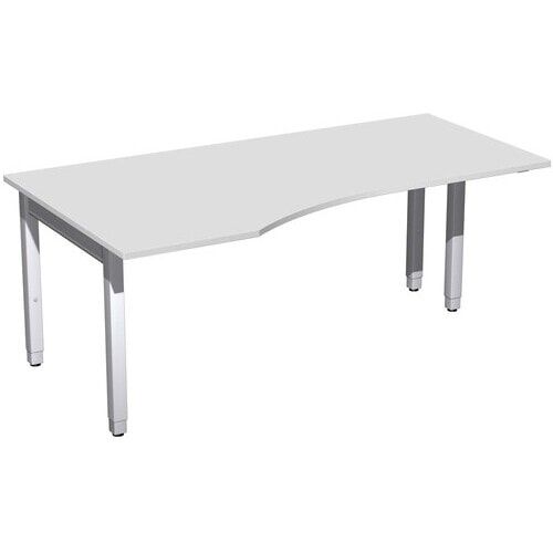 Eckschreibtisch, Ecke links, Füße einseitig verkürzt, 4-Fuß Quadrat Pro, höhenverstellbar, 680-800 x 1.600x 1.000 mm (HxBxT), Dekor Ahorn
