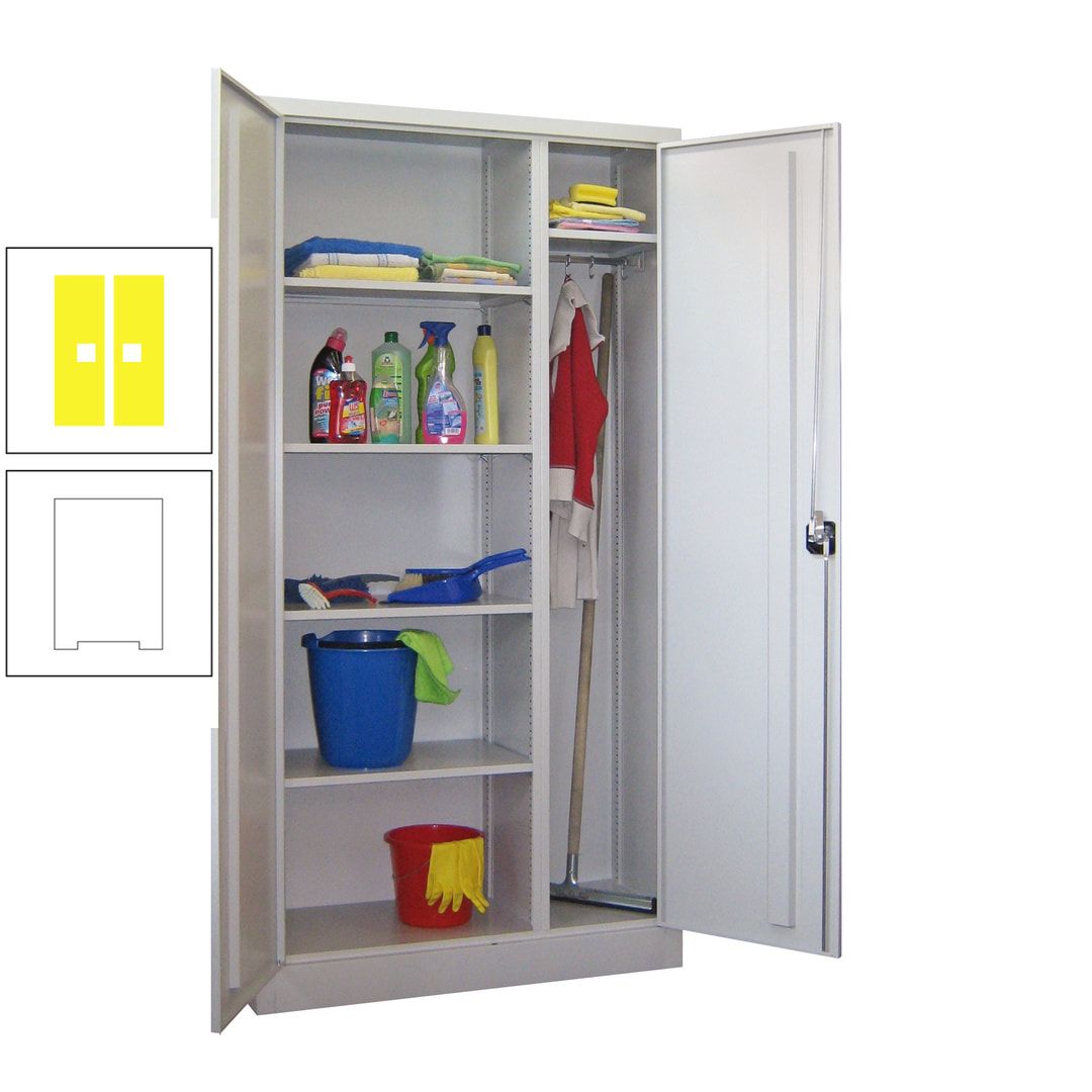 Putzschrank mit Trennwand - 1.950x1.000x400 mm (HxBxT) - Böden pulverbeschichtet - anthrazitgrau