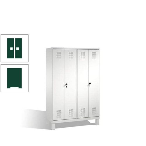 Doppel-Spind, Doppeltüren, Garderobenschrank mit Füßen, 4 Abteile a 300 mm, Korpus anthrazitgrau, Tür anthrazitgrau, 1.850 x 1.200 x 500 mm (HxBxT)