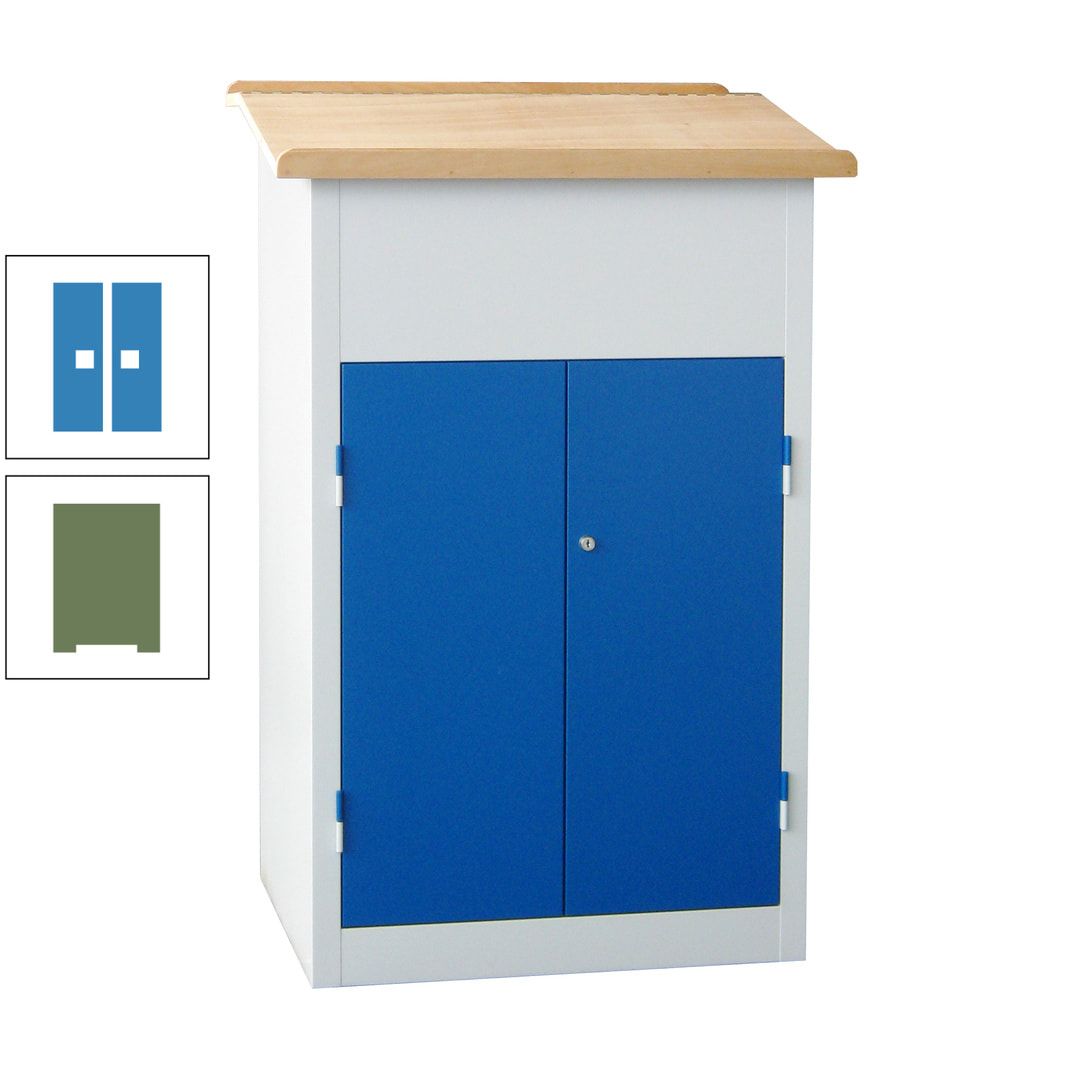 Stehpult mit Schrank - Vollblechtür - Zylinderschloss - 2 Böden - 1.200 x 700 x 600 mm (HxBxT) - anthrazitgrau