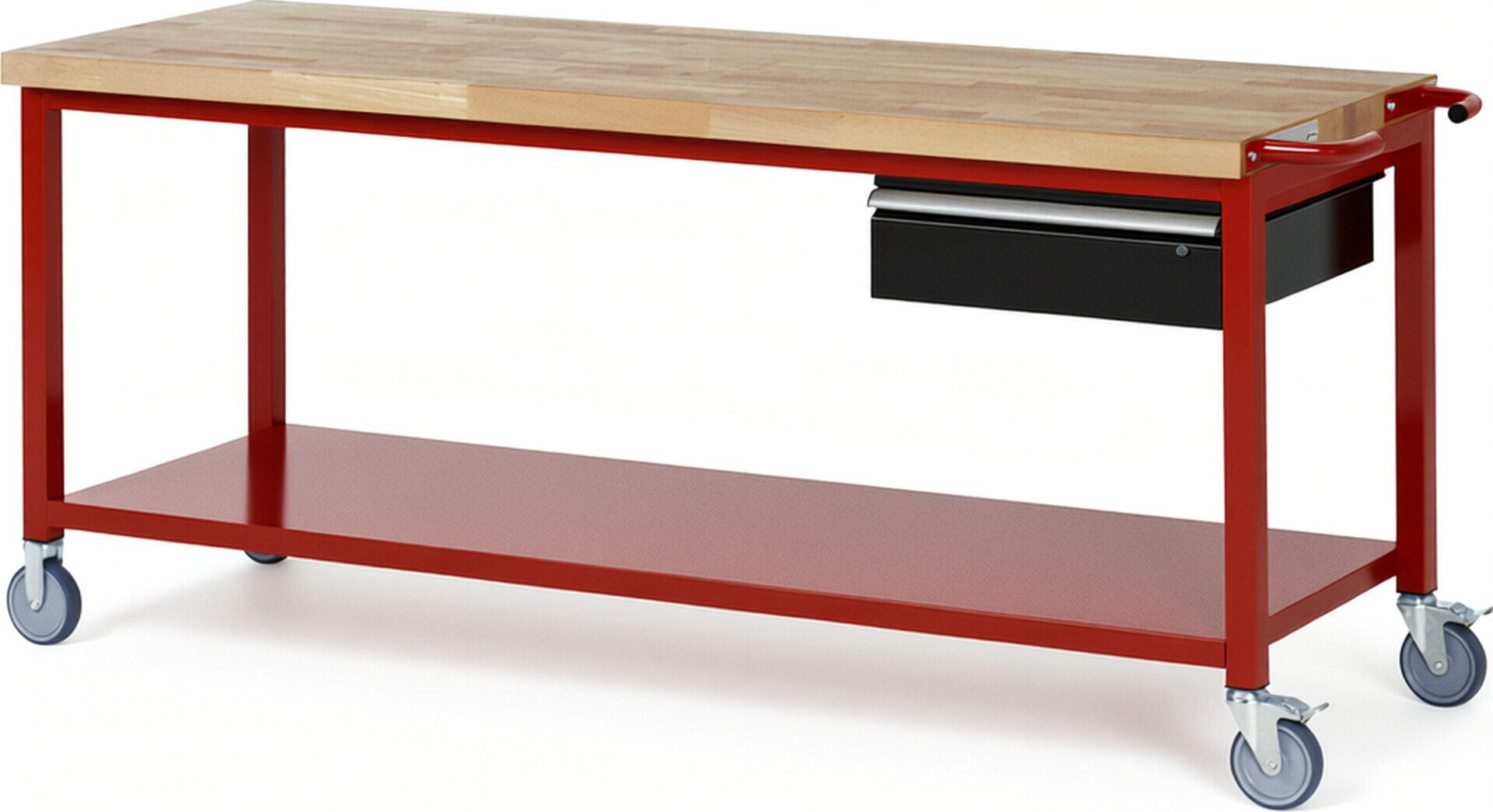 Mobile Werkbank mit Ablageboden - 1 Schublade - 150:1 - höhenverstellbar 880-1.080 mm - 2.000 x 700 mm (BxT) - 450 kg - Anthrazitgrau