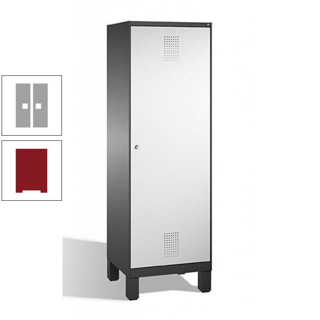 Doppel-Spind, Garderobenschrank, 1 Tür für 2 Abteile a 300 mm, Korpus anthrazitgrau, Türen anthrazitgrau, 1.850 x 600 x 500 mm (HxBxT)