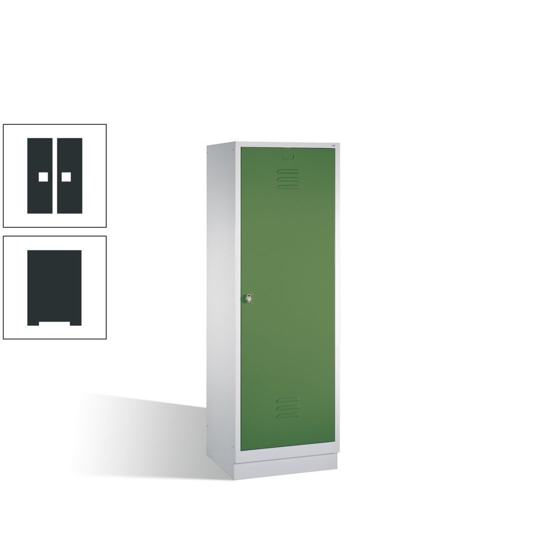 Doppel-Spind mit Großtür, Garderobenschrank mit Sockel, 2 Abteile a 300 mm, Korpus anthrazitgrau, Tür anthrazitgrau, 1.800 x 610 x 500 mm (HxBxT)