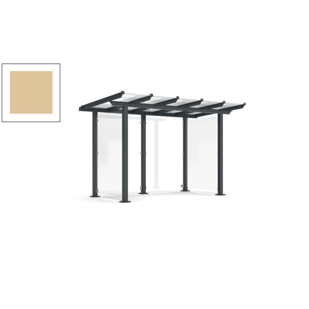 Unterstand mit Pultdach und Sicherheitsglas - feuerverzinkt und farbbeschichtet - 2.435 x 3.850 x 2.090 (HxBxT) - Farbe Achatgrau