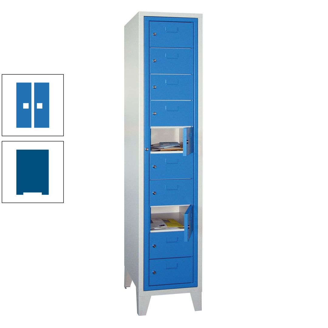 Schließfachschrank - Wäscheausgabeschrank - 10 Fächer a 315 mm - 1.850x400x500 mm (HxBxT) - Füße - Zylinderschloss - anthrazitgrau