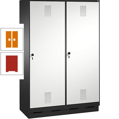 Doppel-Spind, Garderobenschrank, 2 Türen für 4 Abteile a 300 mm, Korpus anthrazitgrau, Türen anthrazitgrau, 1.800 x 1.200 x 500 mm (HxBxT)