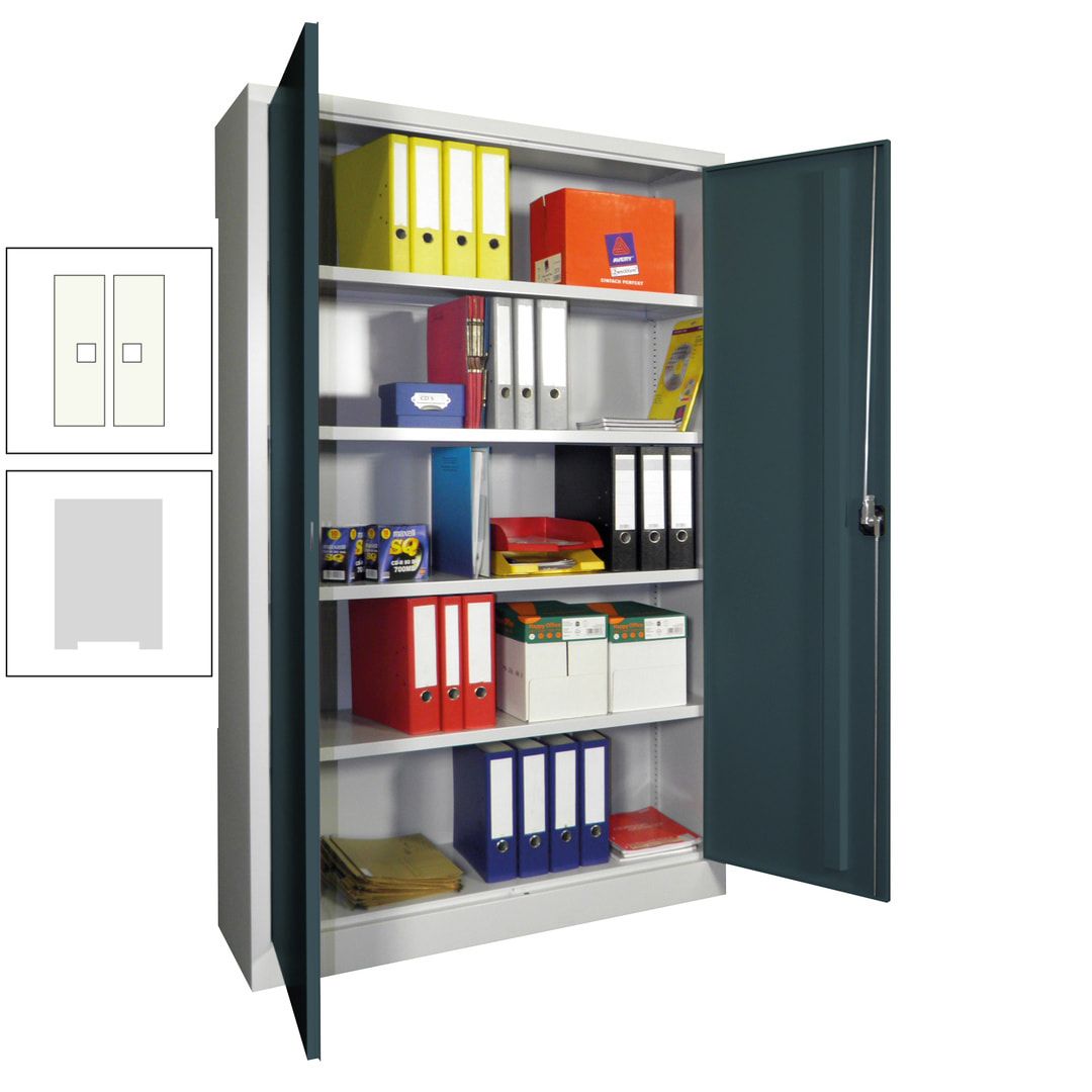 Aktenschrank - Vollblechtüren - 1.950x1.200x400 mm (HxBxT) - 4 Einlegeböden verzinkt - Zylinderschloss - anthrazitgrau