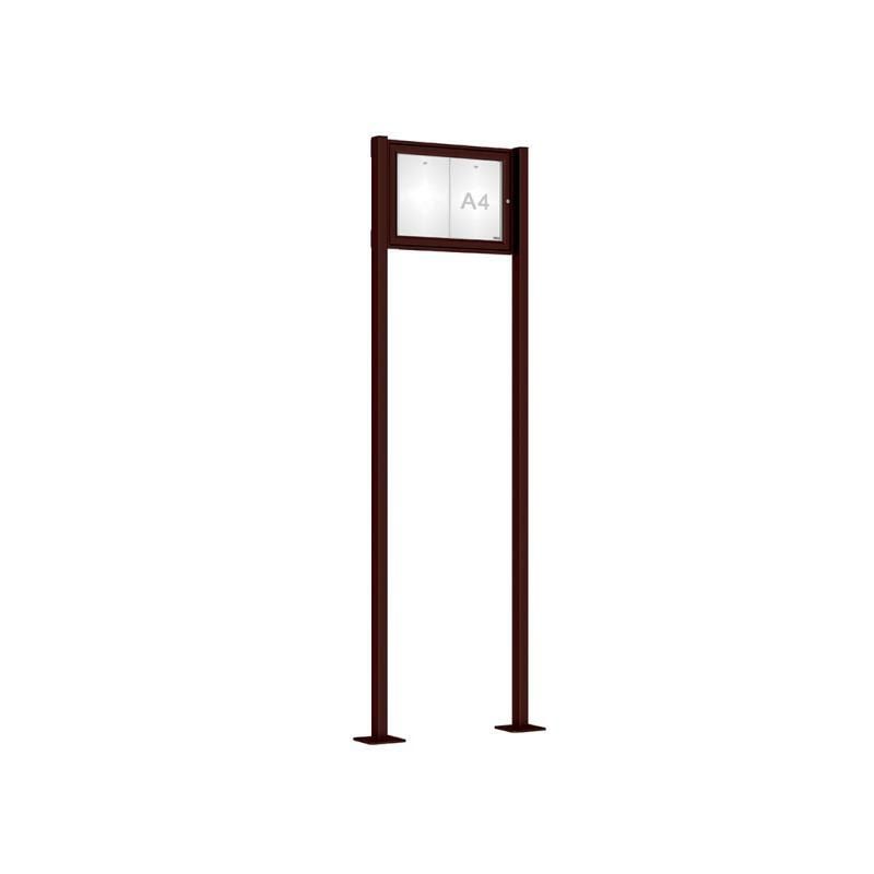 Pfosten-Set (2 Endpfosten) für Schaukasten mit Einflügeltür - Höhe 2.200 mm - auf Bodenplatten - Farbe Schokoladenbraun