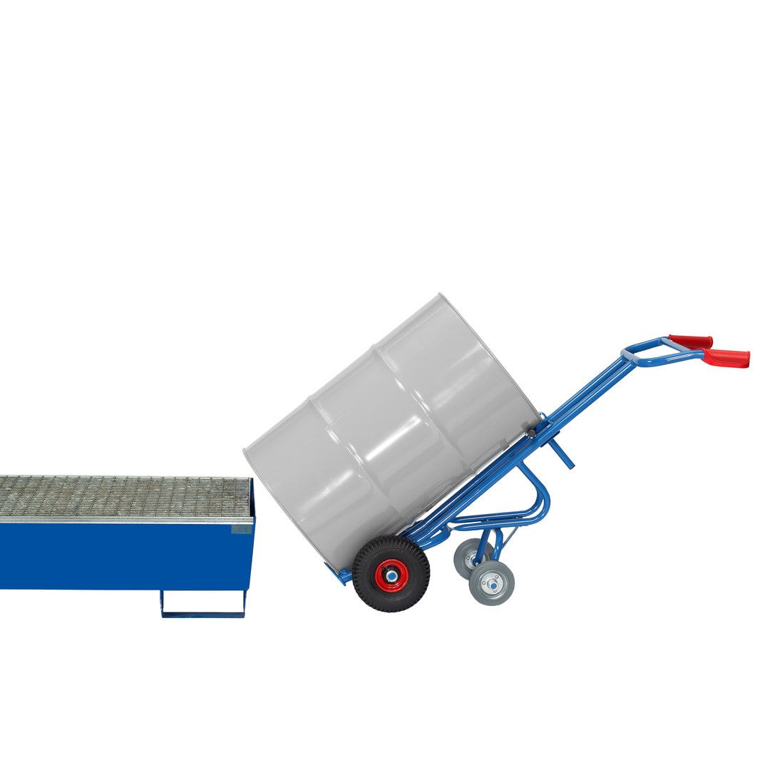 Fetra - Fasskarre für 200 l Fässer - 300 kg Traglast - 2 Stützräder - Luftbereifung