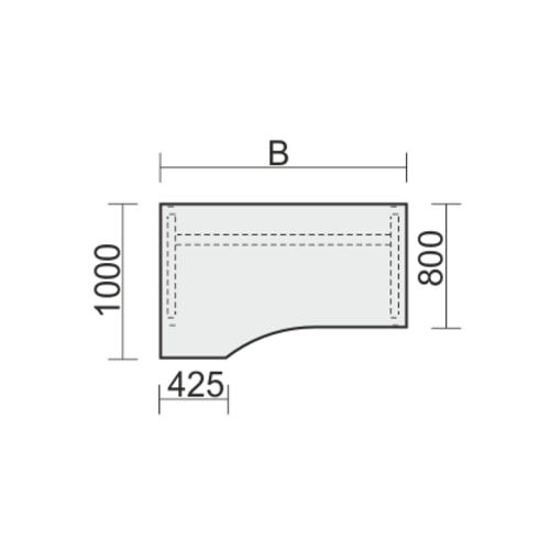 Eckschreibtisch, Ecke links, Füße einseitig verkürzt, 4-Fuß Quadrat Pro, höhenverstellbar, 680-800 x 1.600x 1.000 mm (HxBxT), Dekor Ahorn