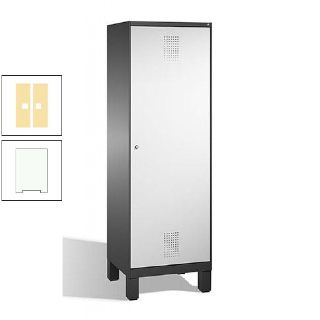 Doppel-Spind, Garderobenschrank, 1 Tür für 2 Abteile a 300 mm, Korpus anthrazitgrau, Türen anthrazitgrau, 1.850 x 600 x 500 mm (HxBxT)