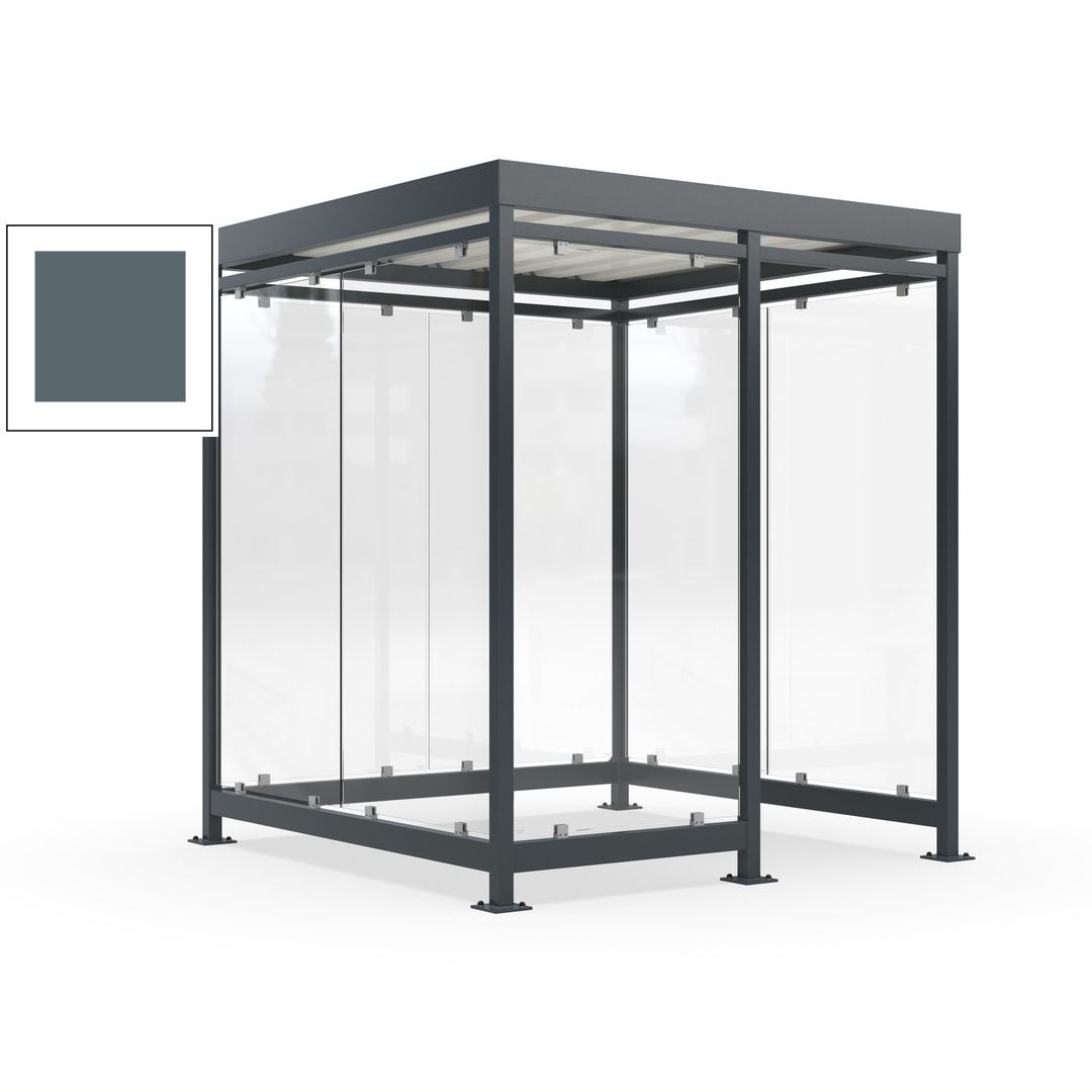 Raucherunterstand, Bushaltestelle, 7 Wände, 6-7 Personen, 2.510 x 2.165 x 2.165 mm (HxBxT), Farbe Achatgrau