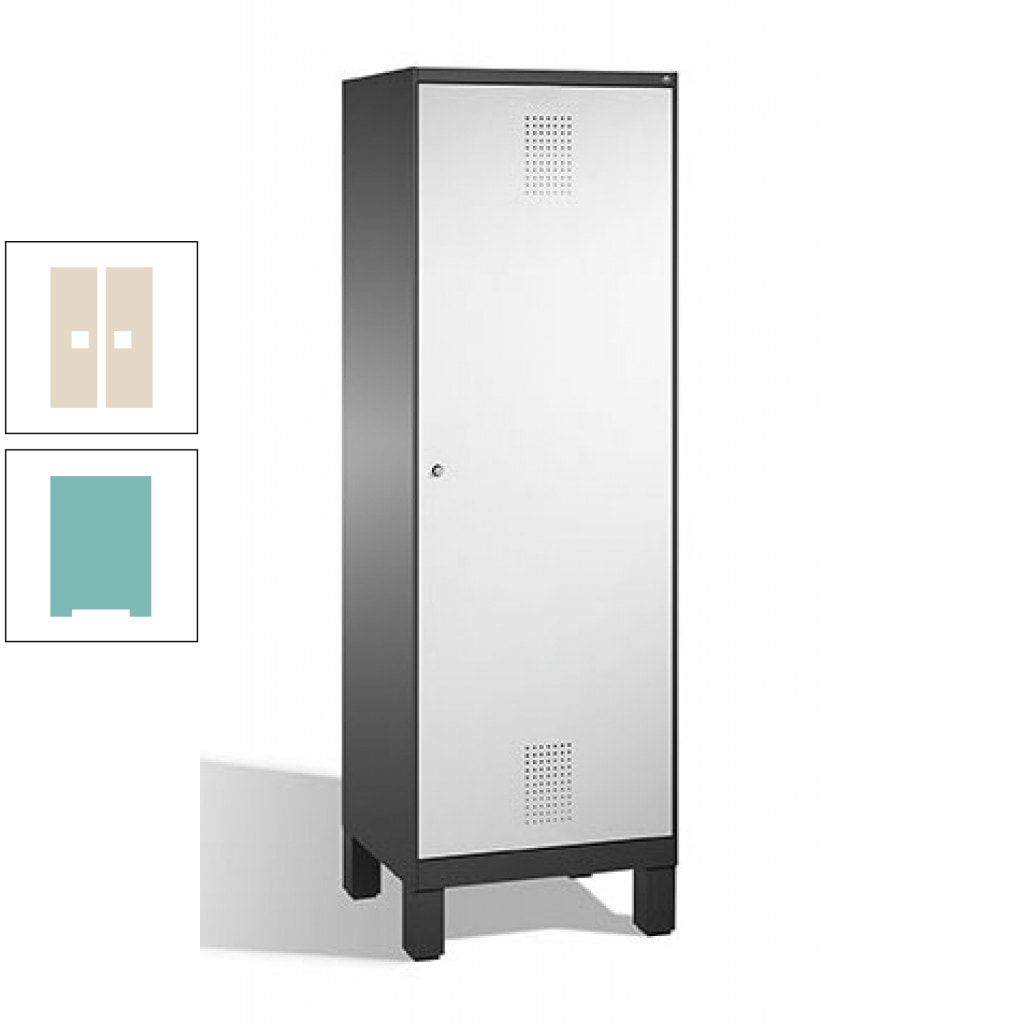Doppel-Spind, Garderobenschrank, 1 Tür für 2 Abteile a 300 mm, Korpus anthrazitgrau, Türen anthrazitgrau, 1.850 x 600 x 500 mm (HxBxT)