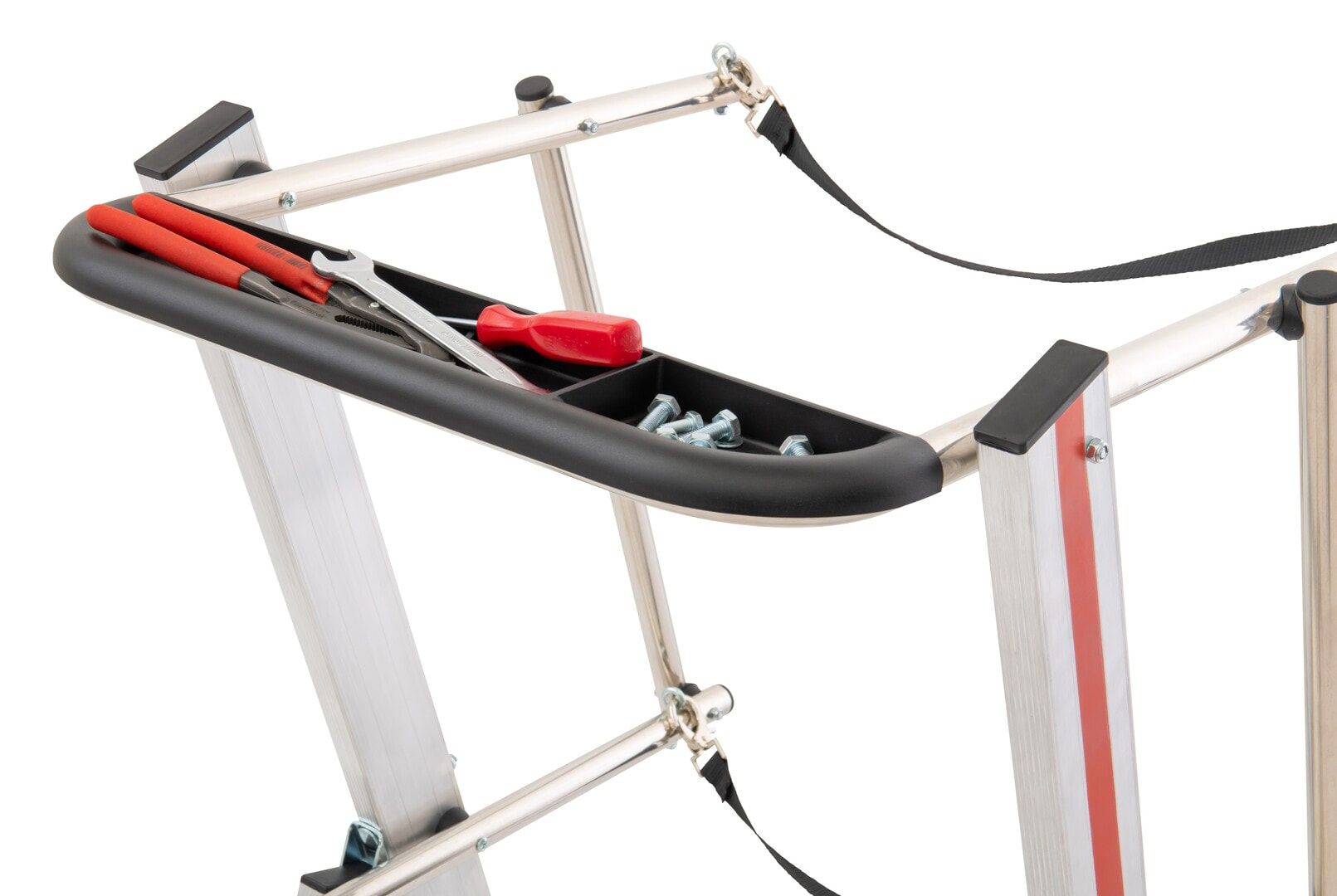 Plattformleiter mit kurzem Handlauf, Absturzsicherung, 2 Kipprollen, Rutschhemmung R11, Leiterlänge 1.610 mm, 2 Stufen, Traglast 150 kg, Hymer