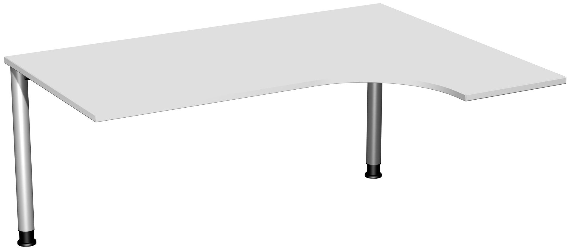 Eckschreibtisch mit einseitig verkürzten, 4-Fuß Flex, Ecke rechts, Höhe 680-800 mm, 1.600 x 1.200 mm (BxT), Gestell anthrazit, Ahorn