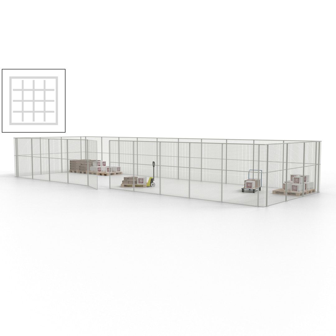 Maschinen Schutzgitter - Hallentrennwand - Sicherheitszaun - Tür - 39 m - 2.200 x 15.400 x 4.900 mm (HxBxT) - enzianblau