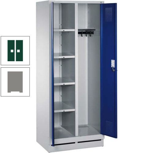 Mehrzweckschrank, Doppeltüren, Füße, 2 Abteile a 300 mm, Korpus anthrazitgrau, Tür anthrazitgrau, 1.800 x 600 x 500 mm (HxBxT)