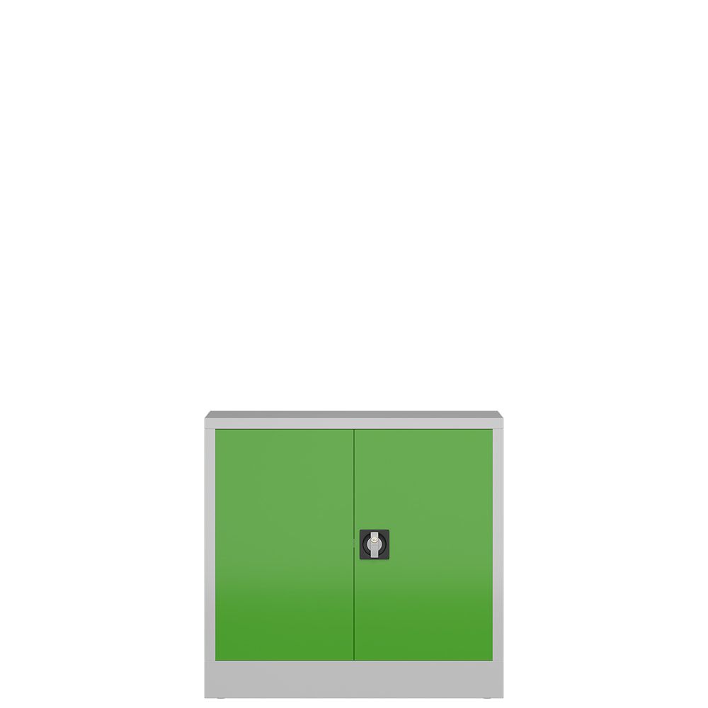 Aktenschrank, Büroschrank, abschließbar, Flügeltüren, 1 Fachboden, 750 x 800 x 380 mm (HxBxT), Stahl, Korpus und Türen lichtgrau