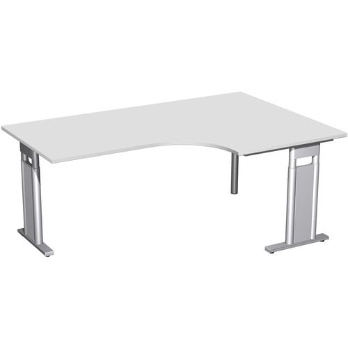 Eckschreibtisch, Eckteil 800 mm, rechts, Füße einseitig verkürzt, C-Fuß Pro, höhenverstellbar, 680-820 x 1.600 x 1.200 mm (HxBxT), Dekor Ahorn