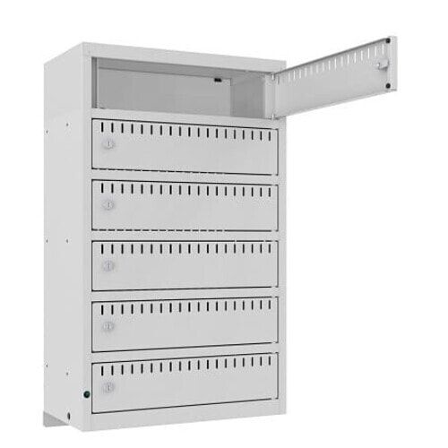 Akkuschrank, Batterieladeschrank, 6 Fächer, Überstromsicherung IP21, 900 x 550 x 300 mm (HxBxT), Korpusfarbe anthrazitgrau, Frontfarbe anthrazitgrau