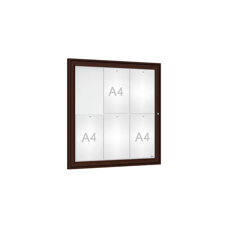 Schaukasten - Einflügeltür - 6xA4 - Querformat - 750 x 750 x 30 mm (HxBxT) - enzianblau - Infokasten - Präsentationsvitrine