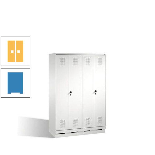 Doppel-Spind, Doppeltüren, Garderobenschrank mit Sockel, 4 Abteile a 300 mm, Korpus anthrazitgrau, Tür anthrazitgrau, 1.800 x 1.200 x 500 mm (HxBxT)